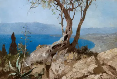 Seeblick mit Felskante von Henryk Siemiradzki