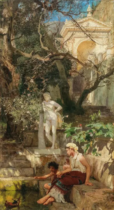 Mußestunden am Wasser von Henryk Siemiradzki