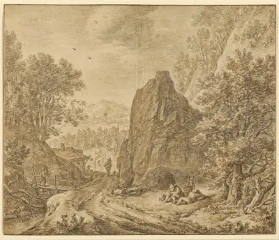 Mountain Landscape with Figures av Herman Saftleven