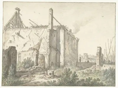 Ruïne van een huis in Utrecht av Herman Saftleven