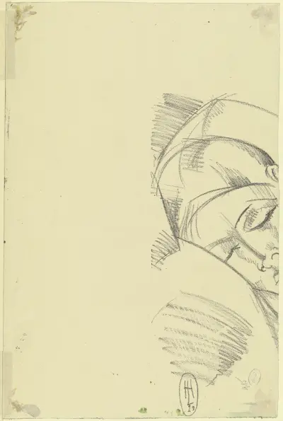 Head of a sleeping woman av Hermann Lismann