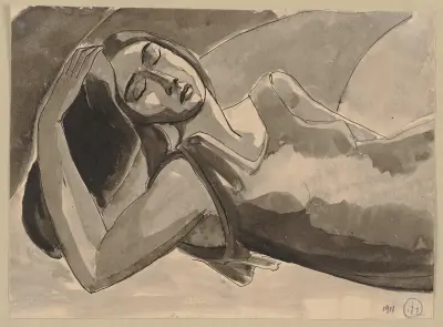 Reclined woman av Hermann Lismann