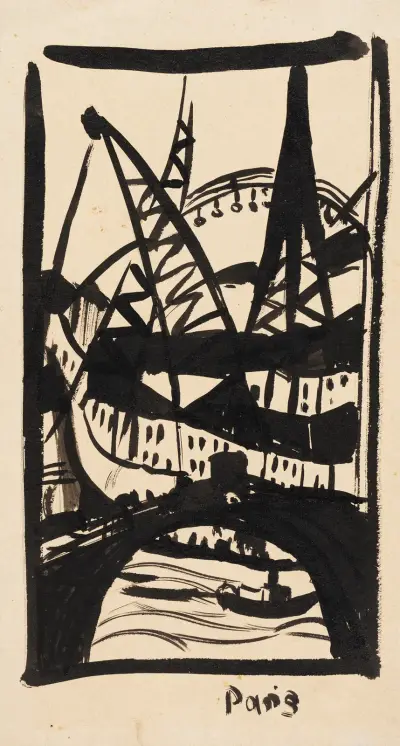 Paris, Eiffelturm mit Seinebrücke av Hermann Stenner