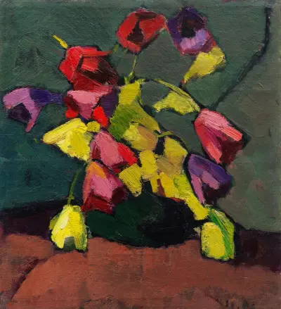 Tulpen in grüner Vase av Hermann Stenner