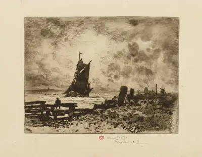 Malá mořská krajina, vzpomínka na Medway, Félix Hilaire Buhot