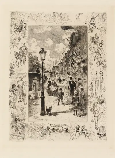 Národní svátek, Boulevard de Clichy, Félix Hilaire Buhot