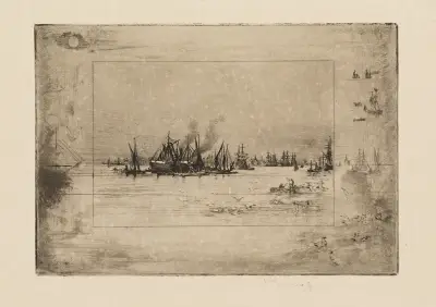 Přístav s racky, Félix Hilaire Buhot