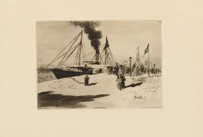 Molo v Trouville, Félix Hilaire Buhot