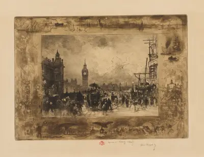 Westminster Bridge, aneb Westminsterská hodinová věž, Félix Hilaire Buhot
