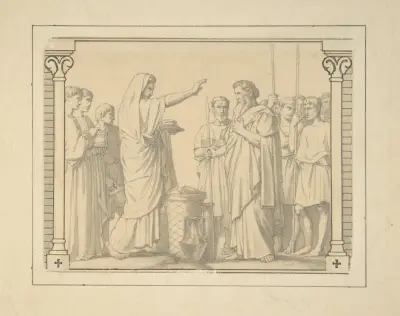 Melchizedek Presenting Abraham with Bread and Wine av Jean-Hippolyte Flandrin