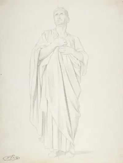 Study of an Apostle, for the painting of the Ascension in Saint-Germain-des-Pres, Paris (1839-1863) av Jean-Hippolyte Flandrin