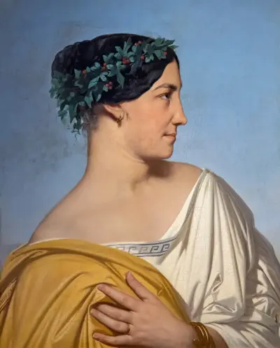 Woman head av Jean-Hippolyte Flandrin