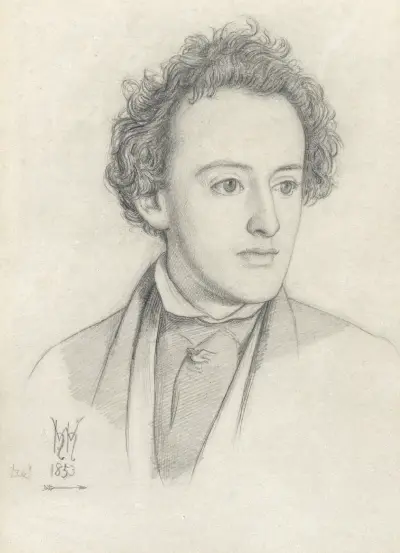Portrait head of Sir John Everett Millais (1829-1896) av William Holman Hunt