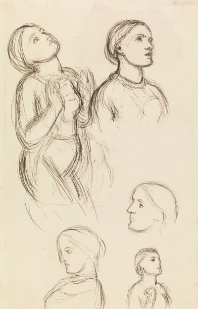 Studies of Edith Holman Hunt av William Holman Hunt