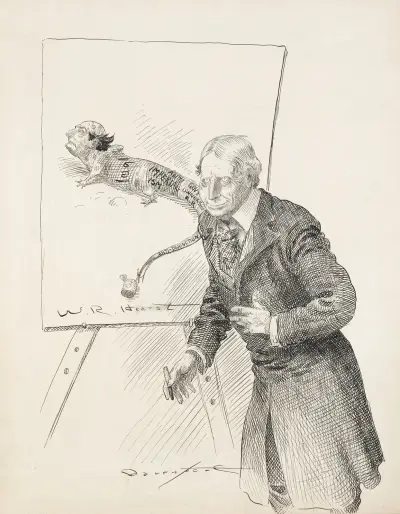 William Randolph Hearst draws a picture of a lizard with a man’s head av Homer Davenport