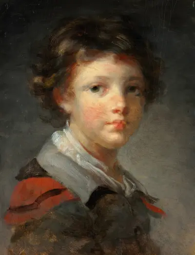 Ein Junge in einem rot gefütterten Mantel von Jean-Honoré Fragonard