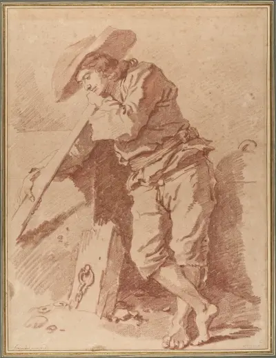 A Fisherman Leaning on an Oar av Jean-Honoré Fragonard