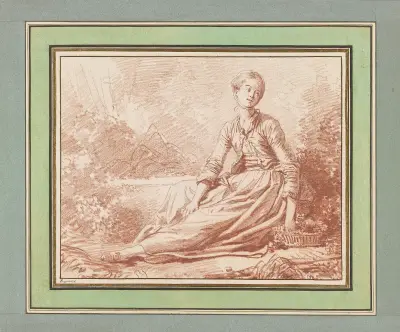 A Young Woman Seated on the Ground av Jean-Honoré Fragonard
