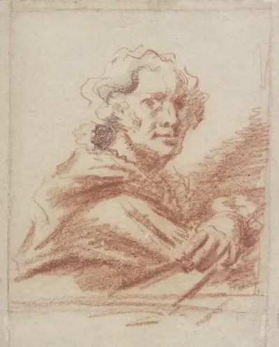 Brustbild eines Mannes im Dreiviertelprofil nach rechts von Jean-Honoré Fragonard