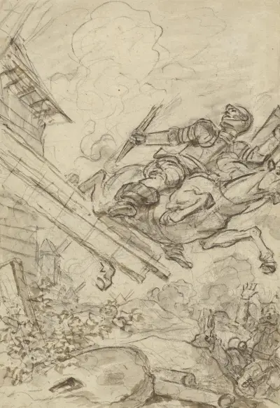 Don Quixote Attacking the Windmill av Jean-Honoré Fragonard