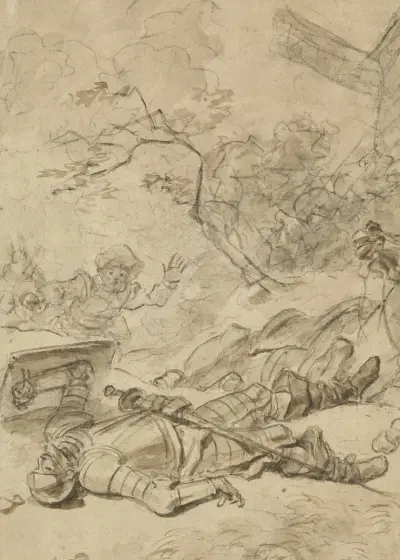 Don Quixote Defeated by the Windmill von Jean-Honoré Fragonard