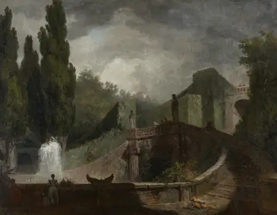 The Grand Staircase of the Villa d’Este at Tivoli av Jean-Honoré Fragonard