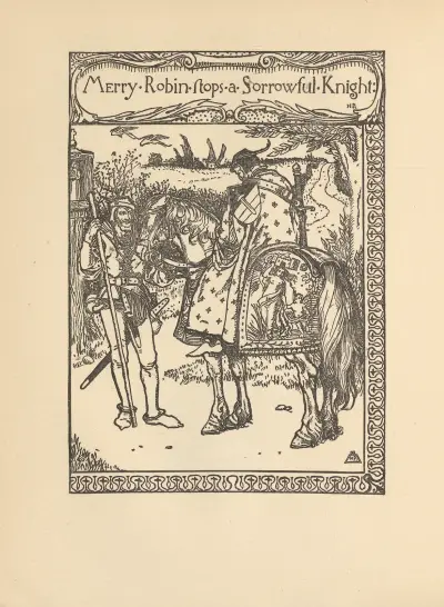 Merry Robin stops a sorrowful Knight av Howard Pyle