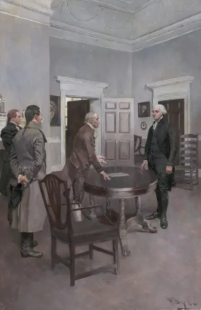 Thompson, The Clerk Of Congress, Announcing To Washington, At Mount Vernon, His Election To The Presidency av Howard Pyle