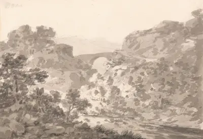 Most přes potok, severní Wales, George Howland Beaumont