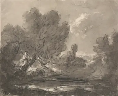 Postava ve stromu u rybníka, George Howland Beaumont