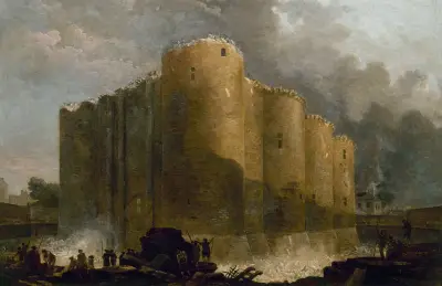 La Bastille, dans les premiers jours de sa démolition av Hubert Robert