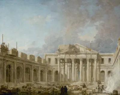L’Ecole de chirurgie en construction av Hubert Robert