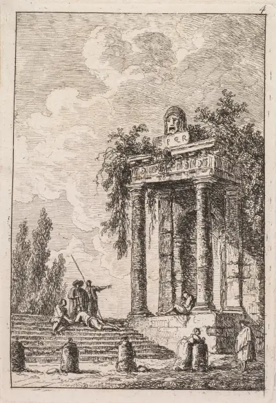 L’Escalier aux quatre bornes av Hubert Robert