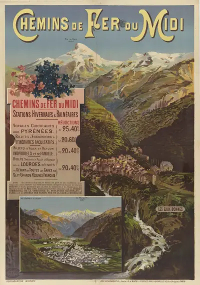 Chemins de fer du Midi – Stations hivernales et balnéaires. Les Eaux-Bonnes, Luchon, Frederic Hugo d’Alési