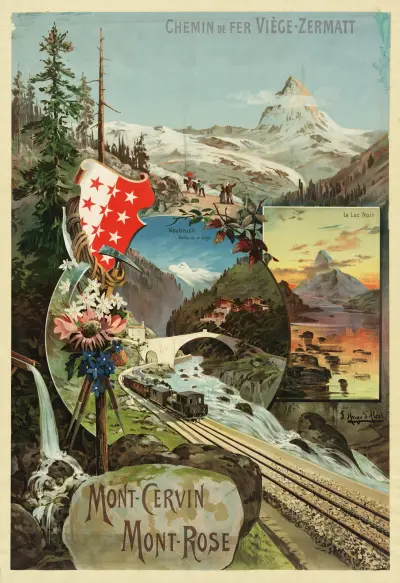 Mont Cervin, Mont Rose. Chemin de fer Viège-Zermatt, Frederic Hugo d’Alési