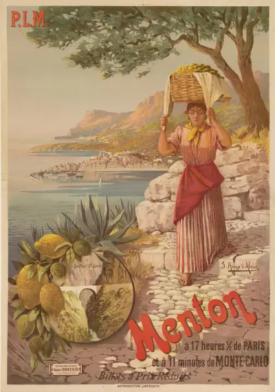 P.L.M. Paris-Lyon-Méditerrannée Menton à 17 heures 1,2 de Paris et à 11 minutes de Monte-Carlo, Frederic Hugo d’Alési