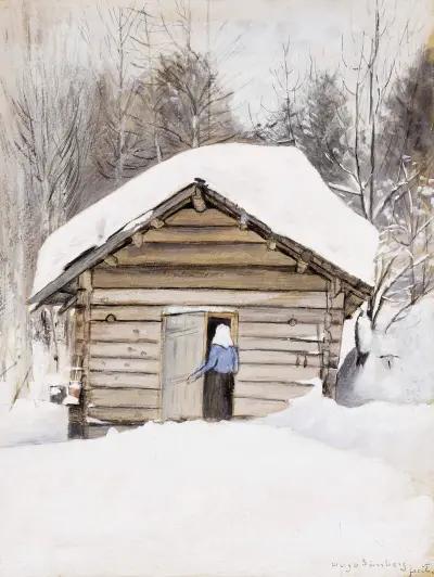Old Woman At The Sauna Door von Hugo Simberg