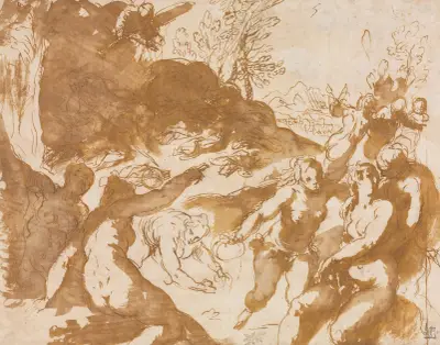 Apollo and the Muses Awakened by the Call of Fame av Jacopo Palma il Giovane