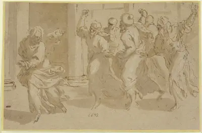 Christus entweicht vor den Pharisäern av Jacopo Palma il Giovane