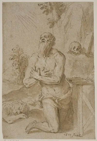 Den hellige Hieronymus i ørkenen av Jacopo Palma il Giovane
