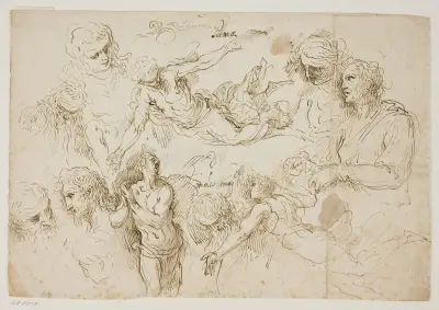 Studieblad med figurer av Jacopo Palma il Giovane