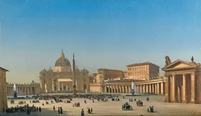 Der Segen Pius' IX. auf dem Petersplatz in Rom von Ippolito Caffi