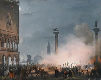 Venedig, Piazzetta bei Nacht von Ippolito Caffi