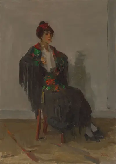 Seated lady in a Spanish dress av Isaac Israëls