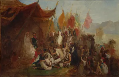 Sketch for ‘Reception of Emperor Napoleon III and Empress Eugénie by the Kabyle Leaders at Algiers on September 18, 1860’ av Isidore Pils