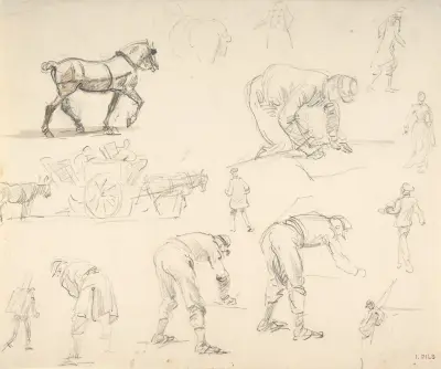 Studies of Soldiers and Cart Horses av Isidore Pils