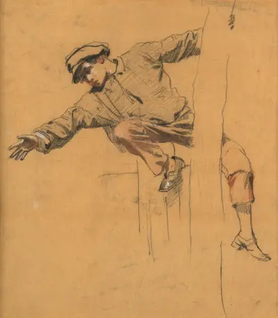 Young man perched in a tree av Isidore Pils