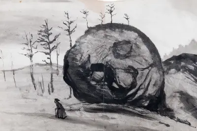 Old Woman and a Sleeping Rock, Ivar Arosenius