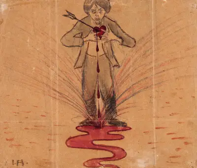 Self Portrait with Arrow in Bleeding Heart, Ivar Arosenius