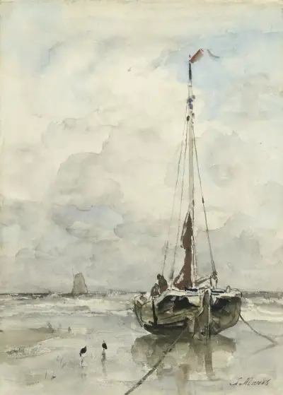Rybářský prut na pláži, Jacob Maris